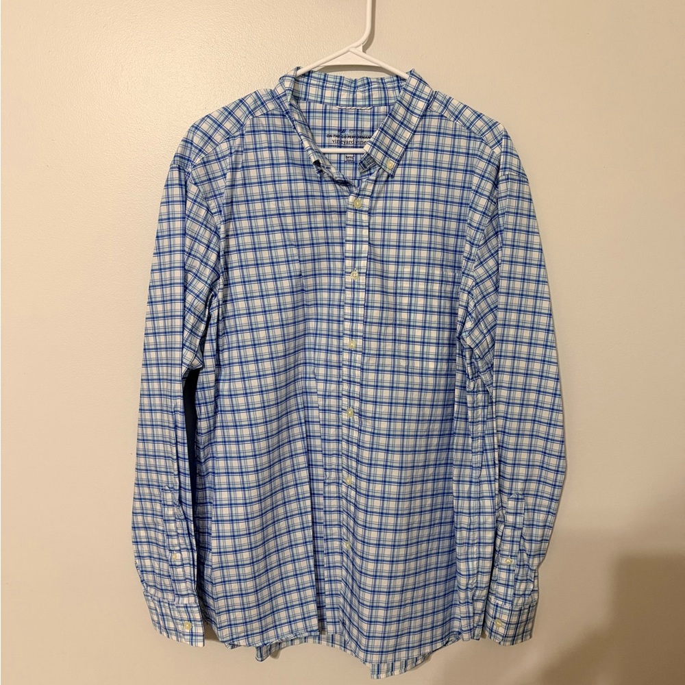 Vineyard Vines Blue and White Plaid Men's Shirt